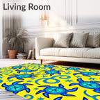 Blue Turtle Swirl Yellow Nautical Rug