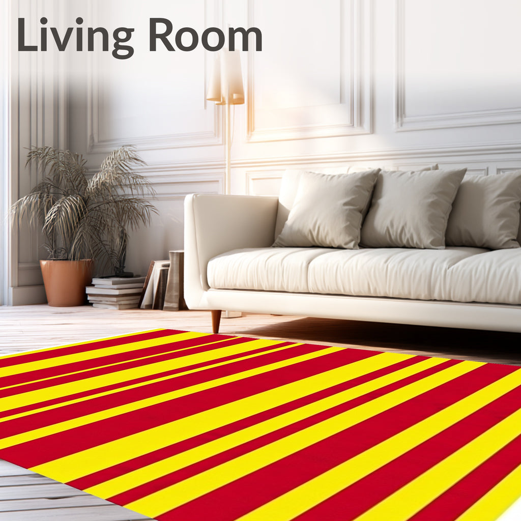 Bold Red Yellow Horizontal Stripes Rug