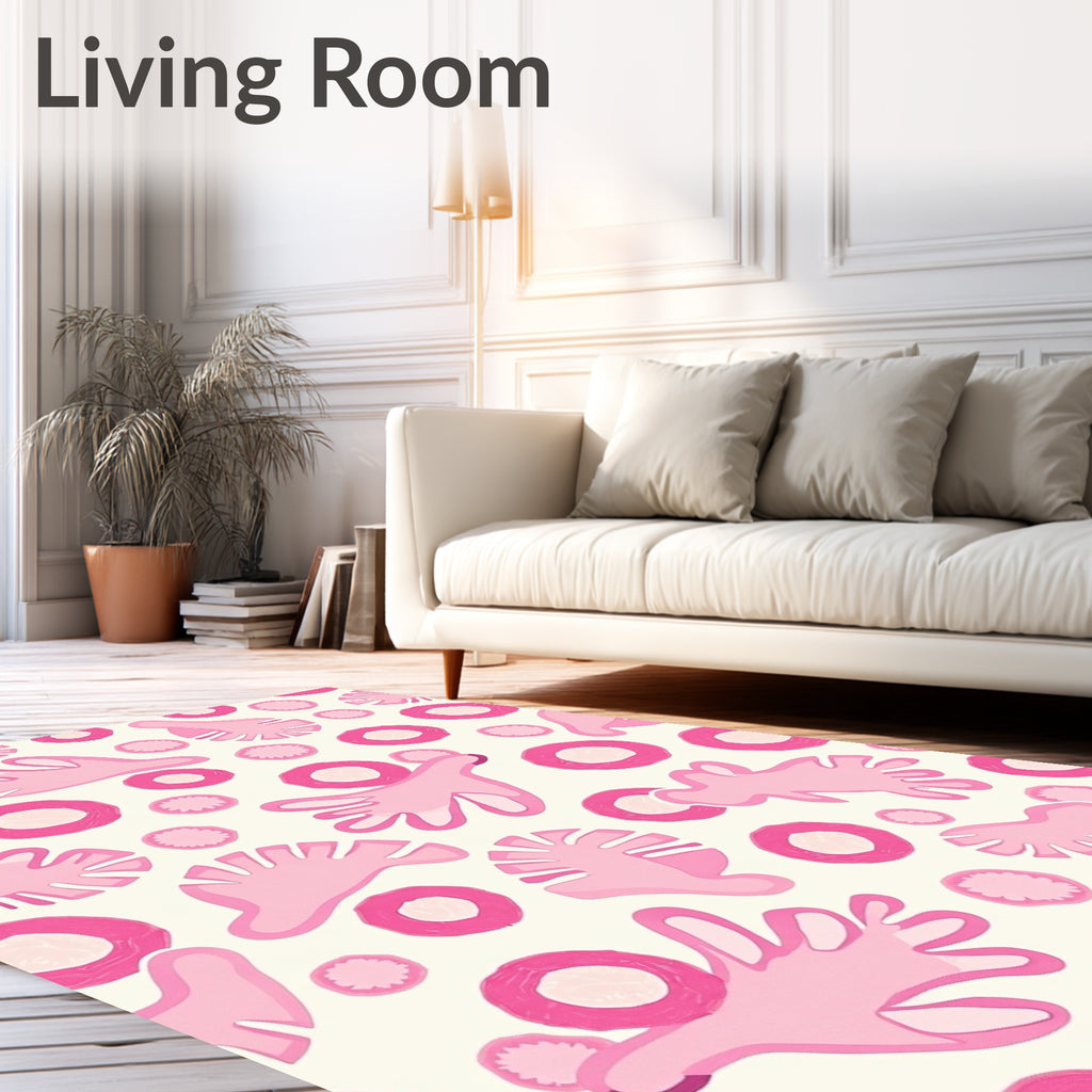 Whimsical Pink Coral Abstract Rug