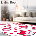 Whimsical Red Creature Polka Dot Rug