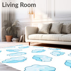 Sky Blue Puffy Cloud Collage Rug