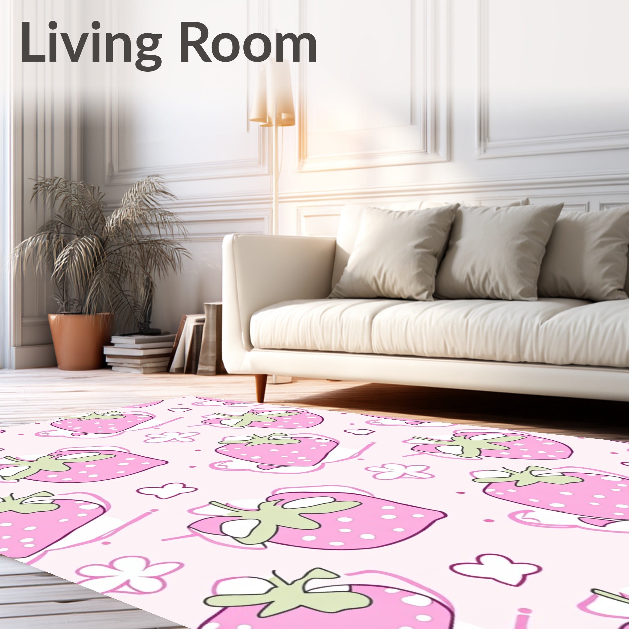 Pink Strawberry Blossom Cluster Rug