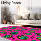 Vibrant Pink Green Retro Stacks Rug