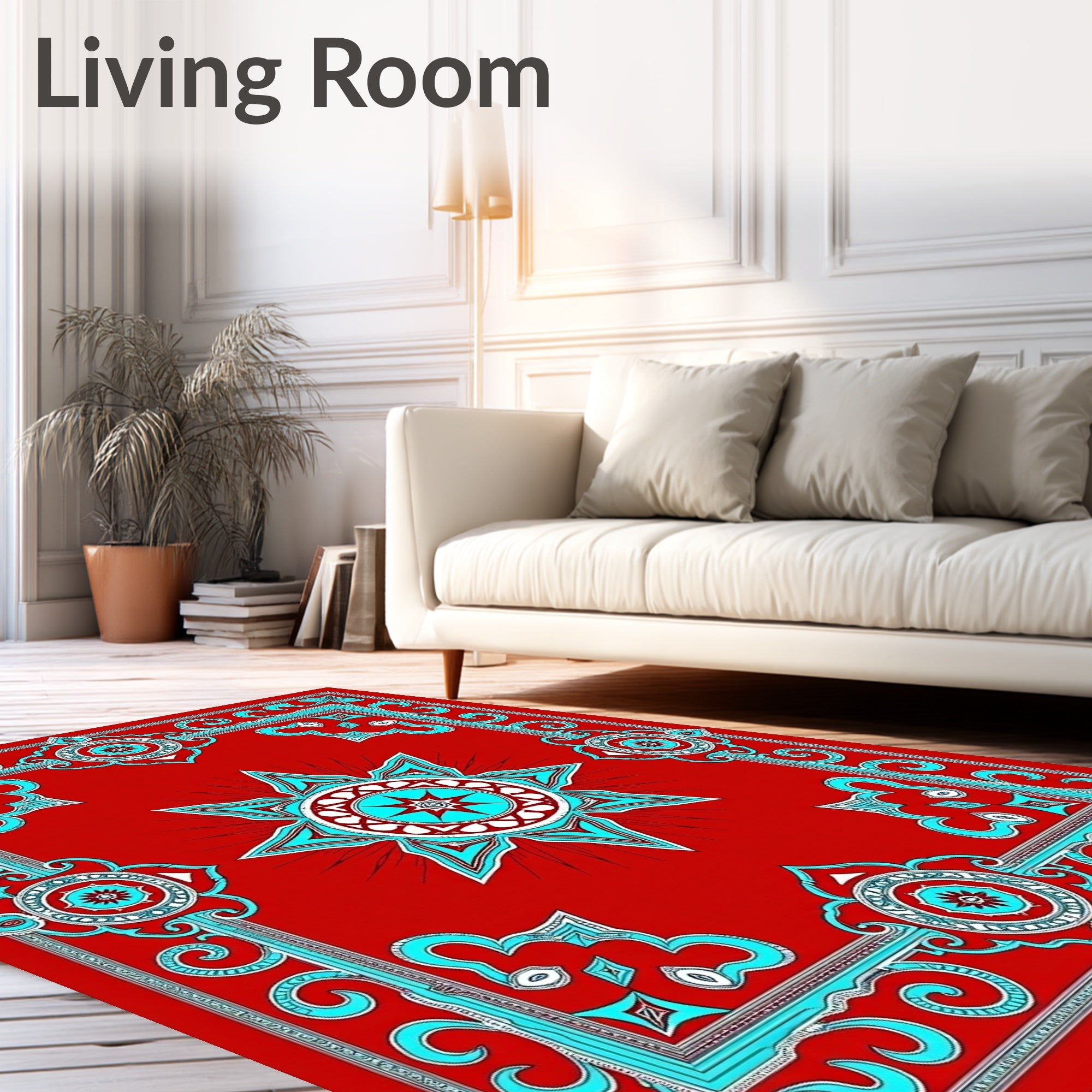 Crimson Teal Starburst Medallion Rug