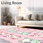 Whimsical Creatures Pink Mint Repeat Rug