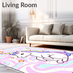 Pastel Unicorn With Colorful Starry Background Rug
