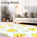Cute Yellow Chicks Hatching Eggshells Rug