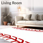 Classic Red Stitch White Ball Rug