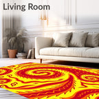 Vibrant Crimson Swirl Fire Rug