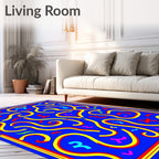 Vibrant Yellow Red Blue Abstract Shapes Rug