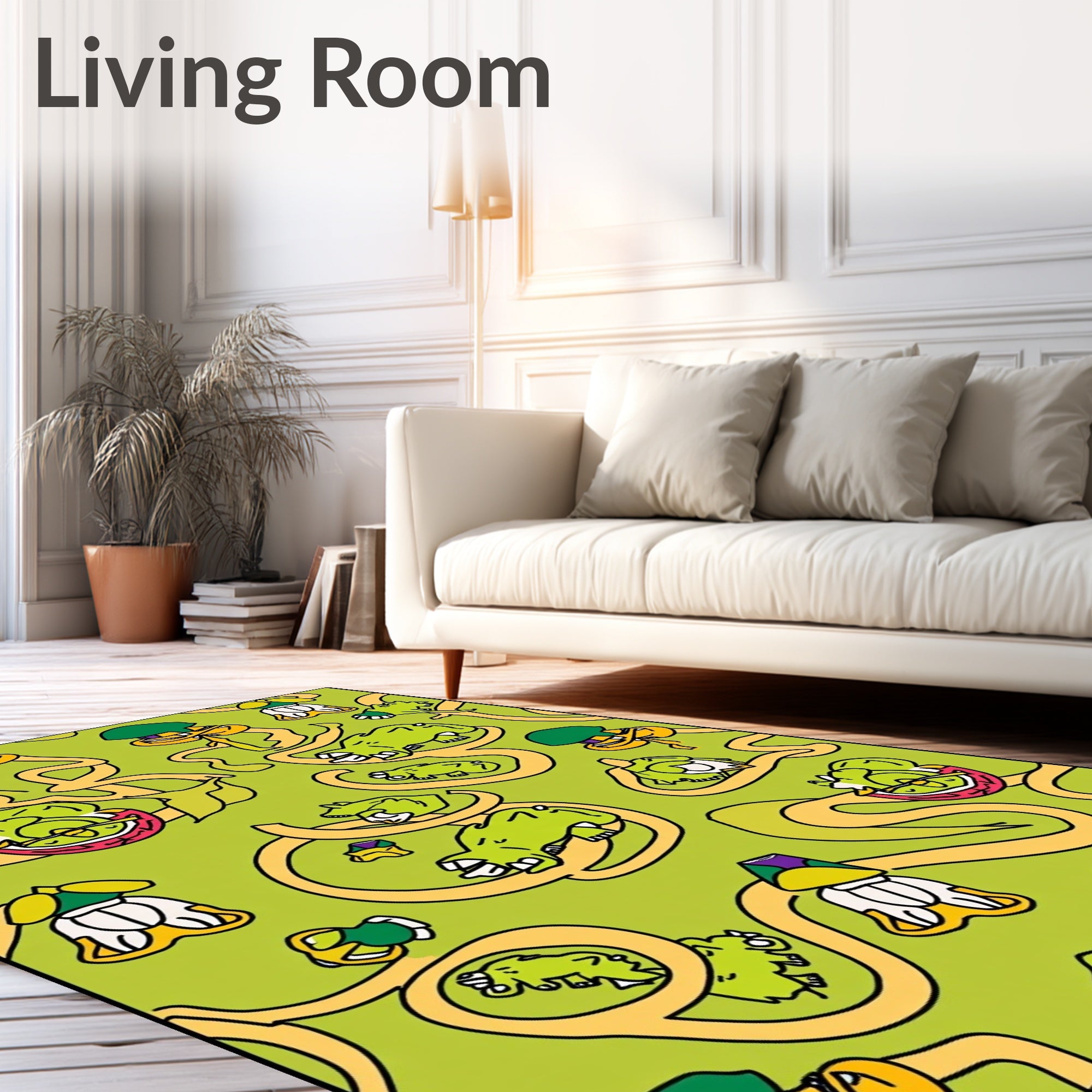 Whimsical Green Frog And Vine Rug