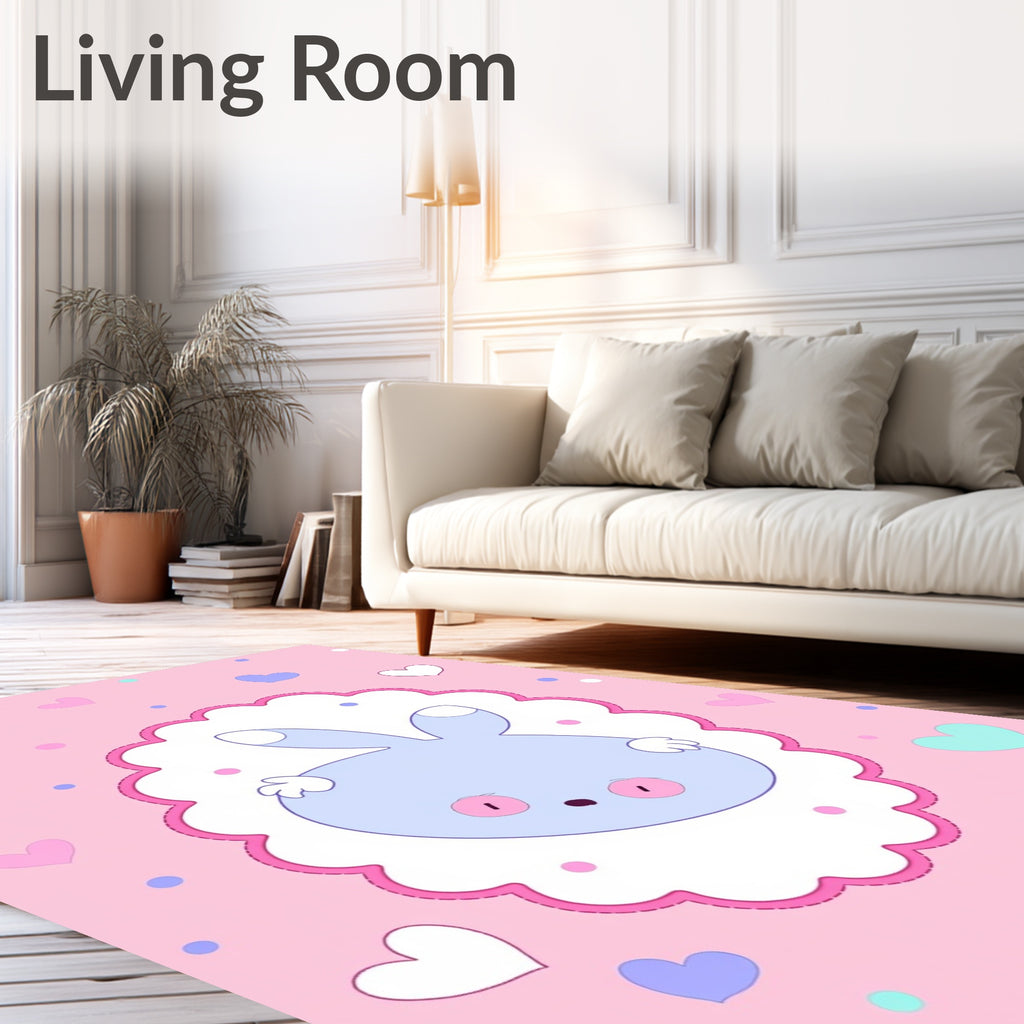 Pastel Pink Blue Bunny Hearts Scatter Rug
