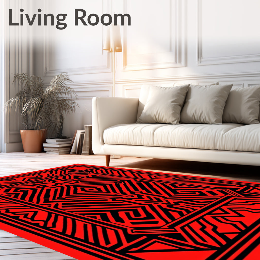 Bold Red Circuit Board Rug