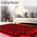 Bold Red Circuit Board Rug