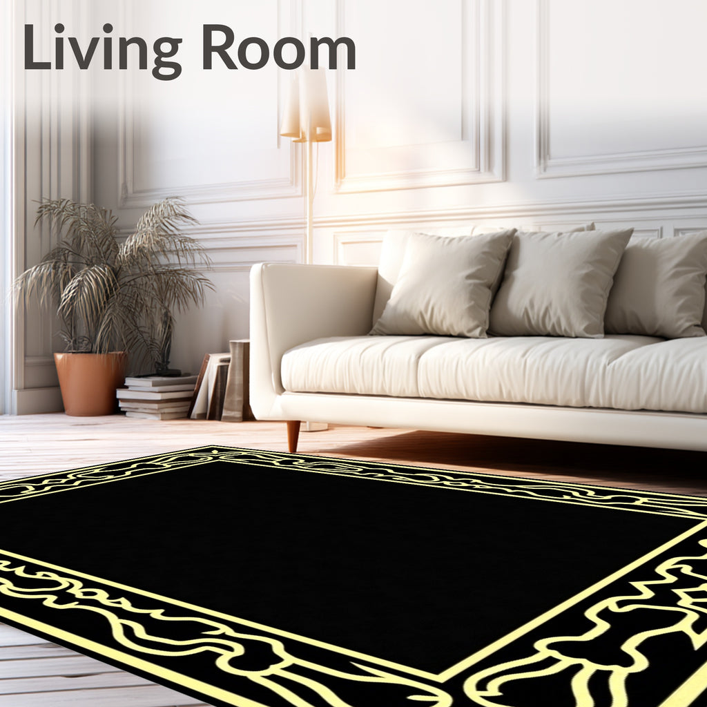 Golden Yellow Ornate Border Rug