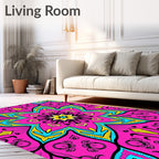 Vibrant Hot Pink Floral Starburst Rug