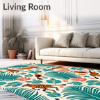 Jungle Cats Birds Tropical Foliage Rug