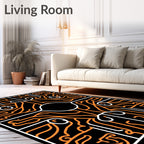 Bold Orange Black Figure Abstract Rug
