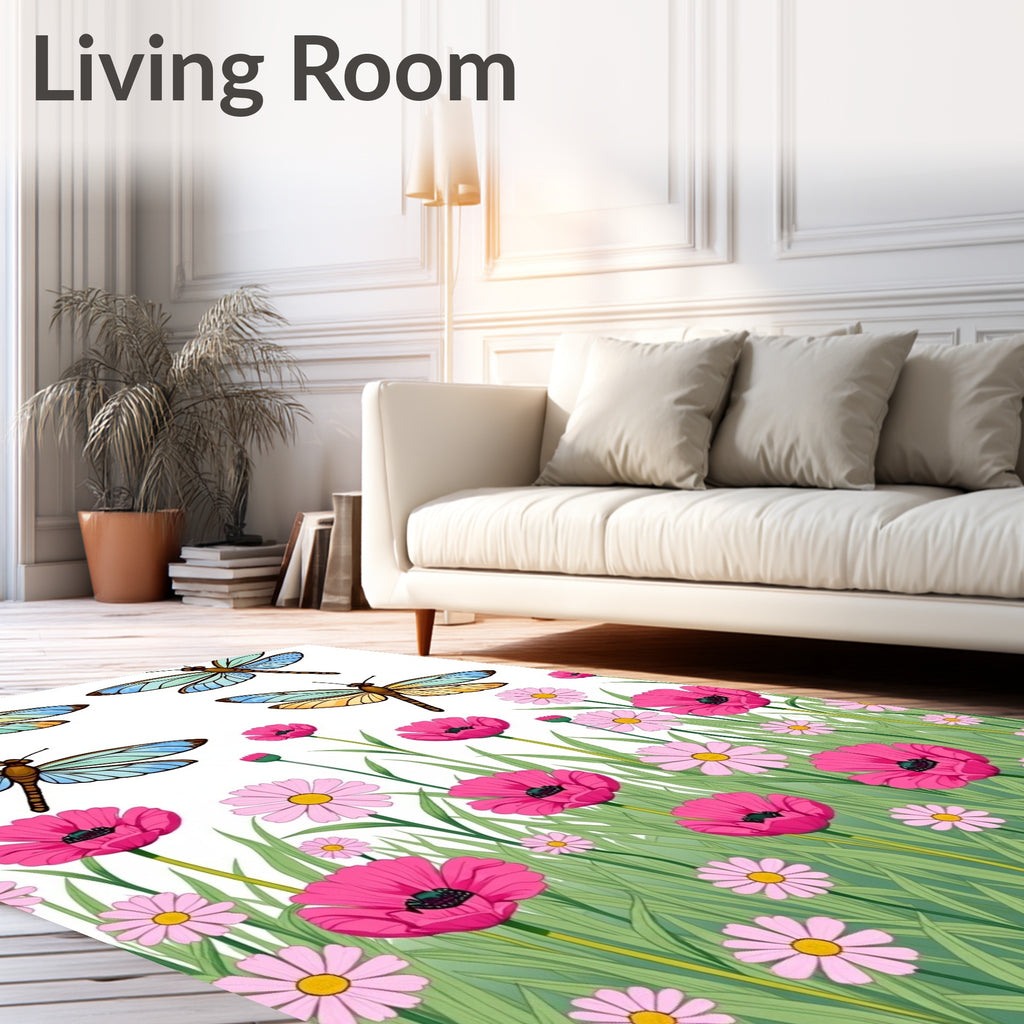 Whimsical Dragonfly Garden Meadow Rug