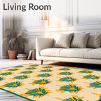 Green Yellow Palm Leaf Medallion Rug