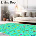 Whimsical Alphabet Collection Teal Rug