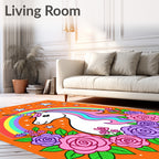 Whimsical Unicorn Rainbow Floral Stars Rug