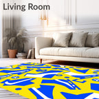 Bold Blue Ice Skate Collage Rug
