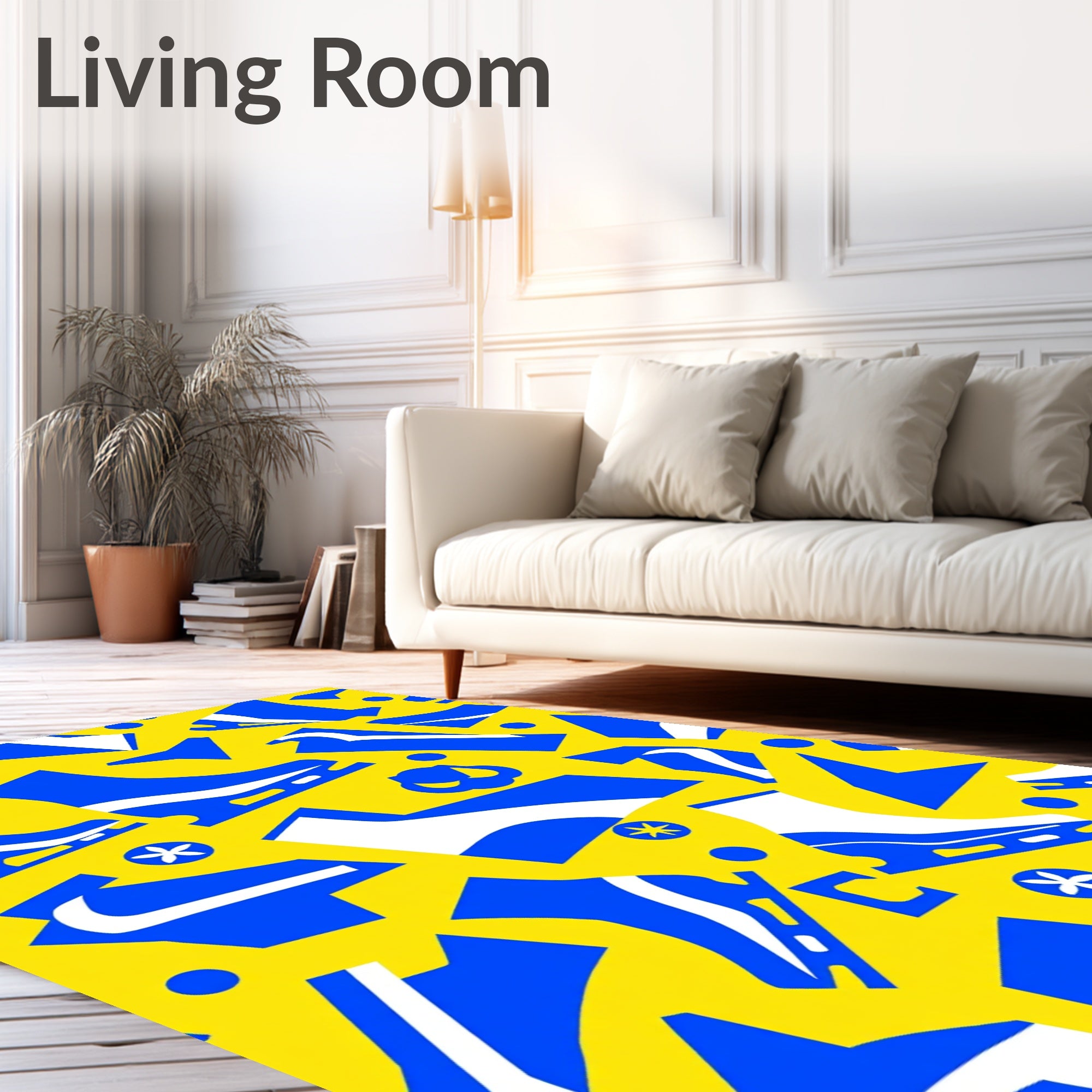 Bold Blue Ice Skate Collage Rug
