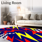 Bold Red Yellow Lightning Checks Rug