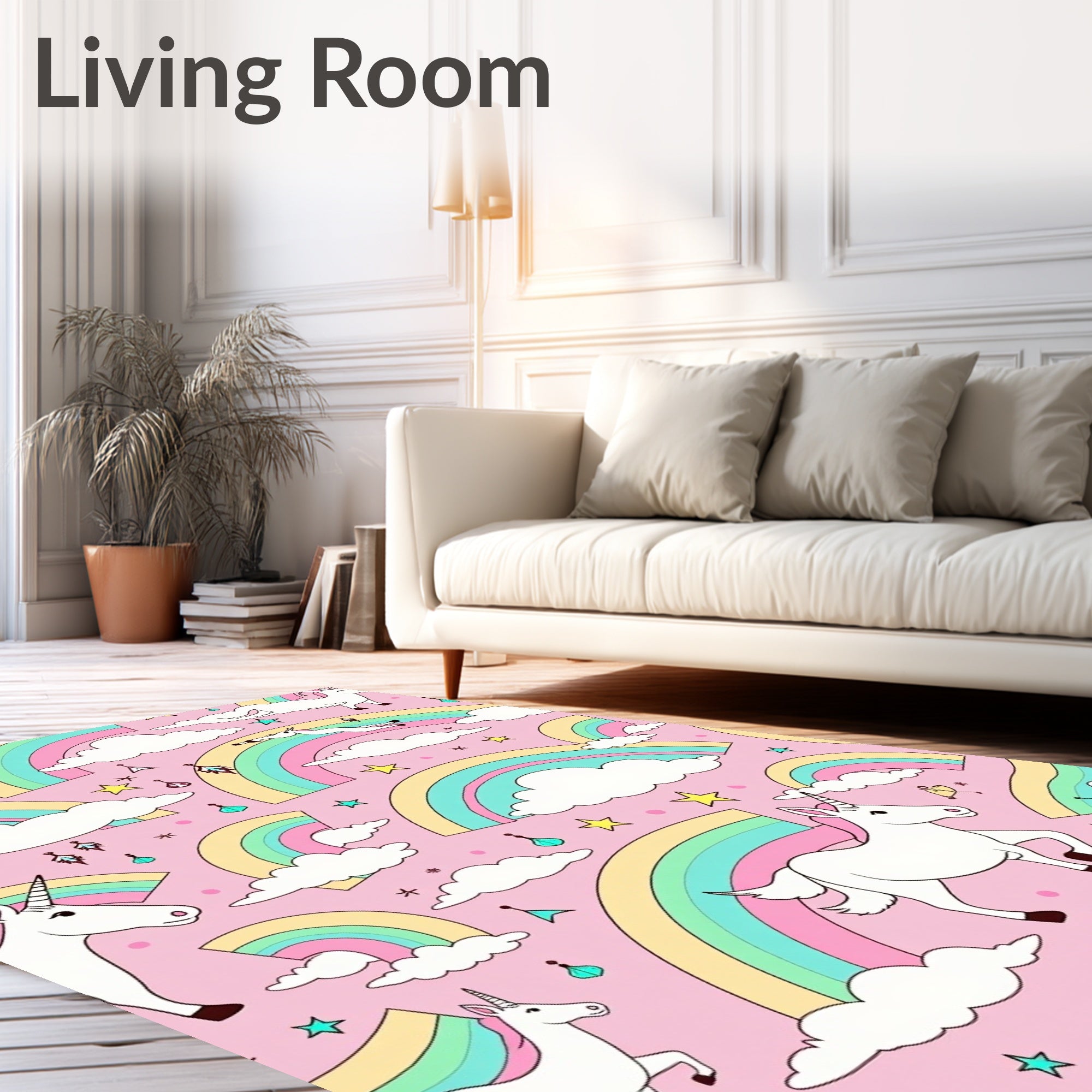 Pastel Unicorn Rainbow Cloud Adventure Rug