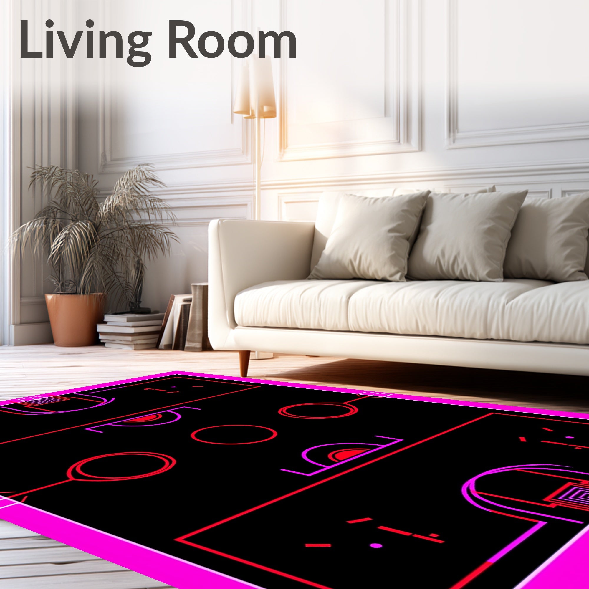Vibrant Pink Red Geometric Abstraction Rug