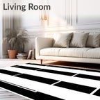 Modern Geometric Black and White Stripes Rug