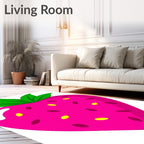 Vibrant Pink Strawberry Leaf Accent Rug