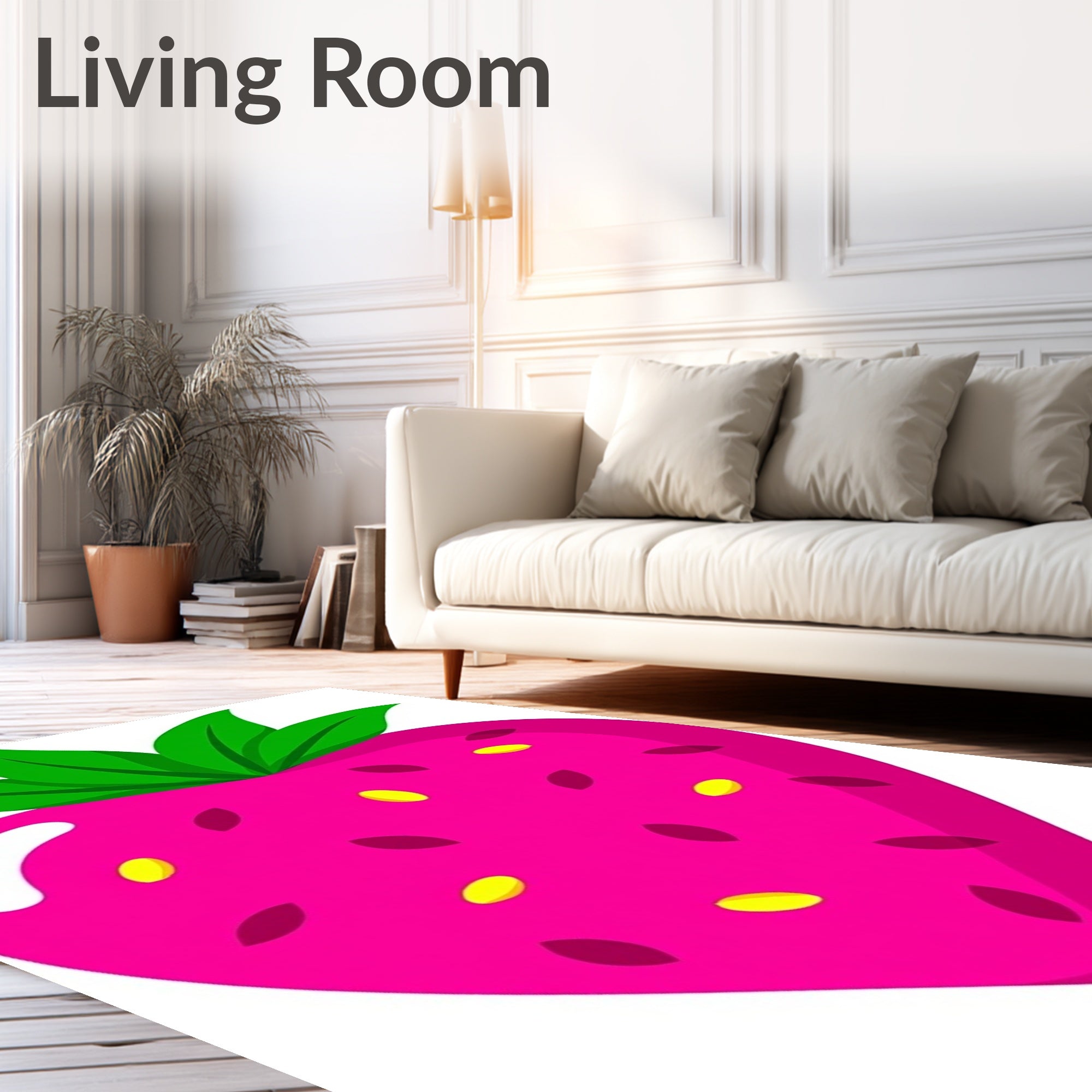 Vibrant Pink Strawberry Leaf Accent Rug