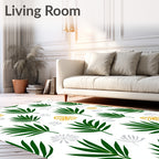 Tropical Green Palm Foliage Abstract Rug