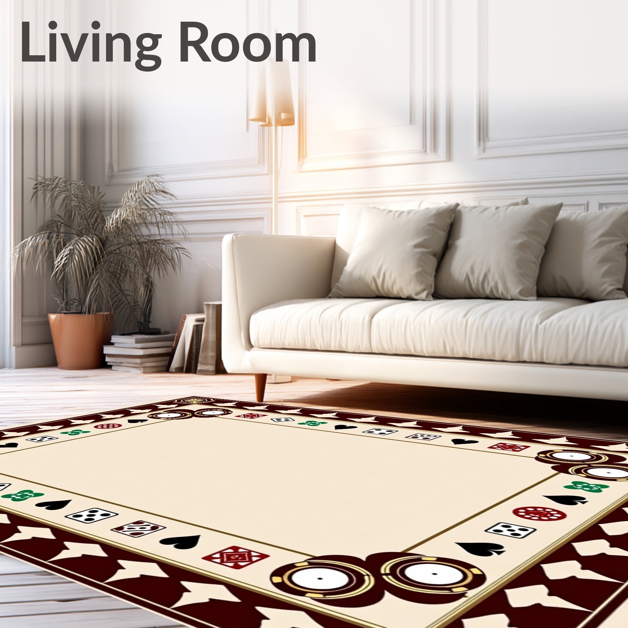 Casino Card Game Chip Border Rug