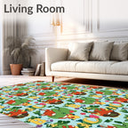 Playful Red Fox Botanical Letters Rug
