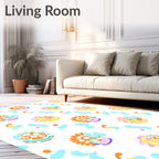Playful Floral Abstract Orange Yellow Rug