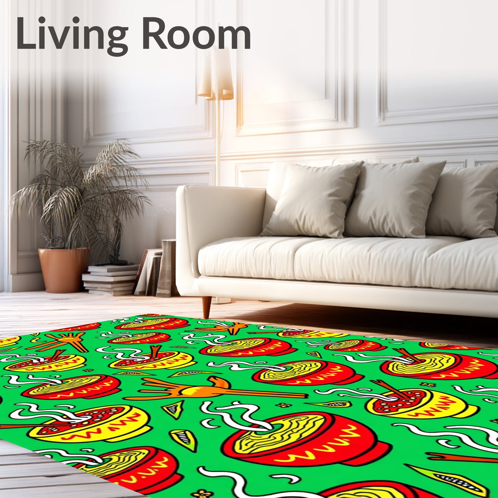 Red Yellow Noodle Graphic Illustration Rug