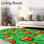 Red Yellow Noodle Graphic Illustration Rug