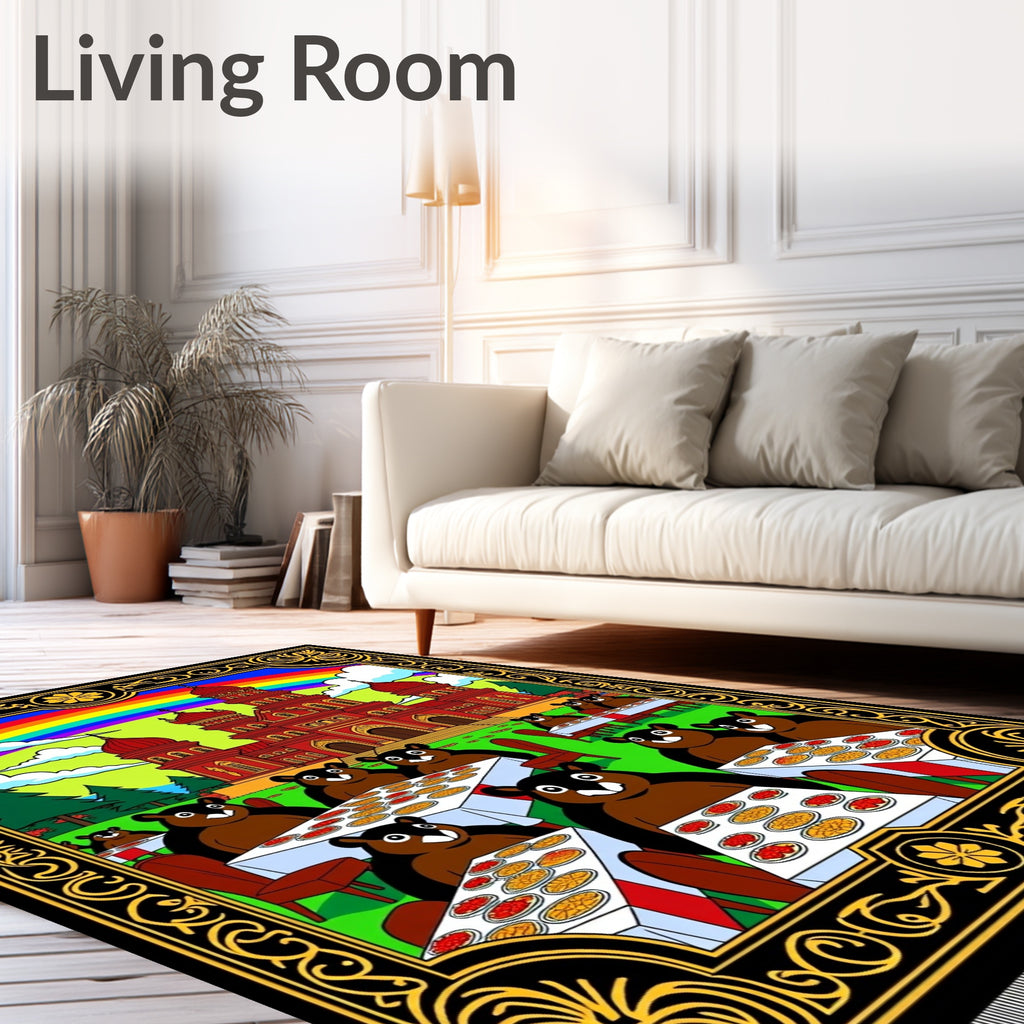 Whimsical Bears Feast Under Rainbow Palace Rug
