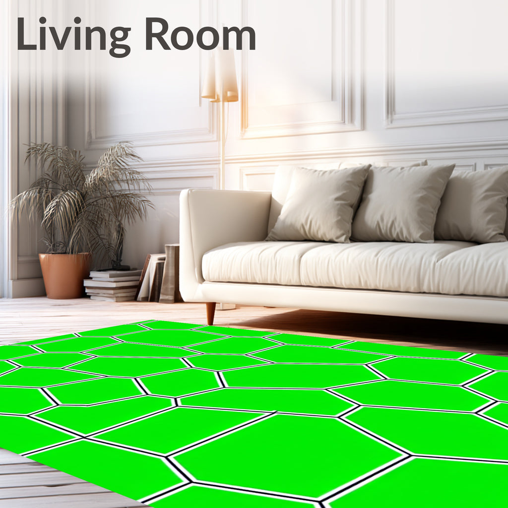 Lime Green Geometric Voronoi Cells Rug