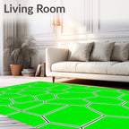 Lime Green Geometric Voronoi Cells Rug