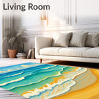 Coastal Waves Blue Ocean Sands Rug