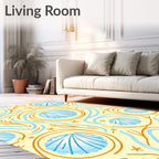 Coastal Blue Scallop Swirl Coral Rug