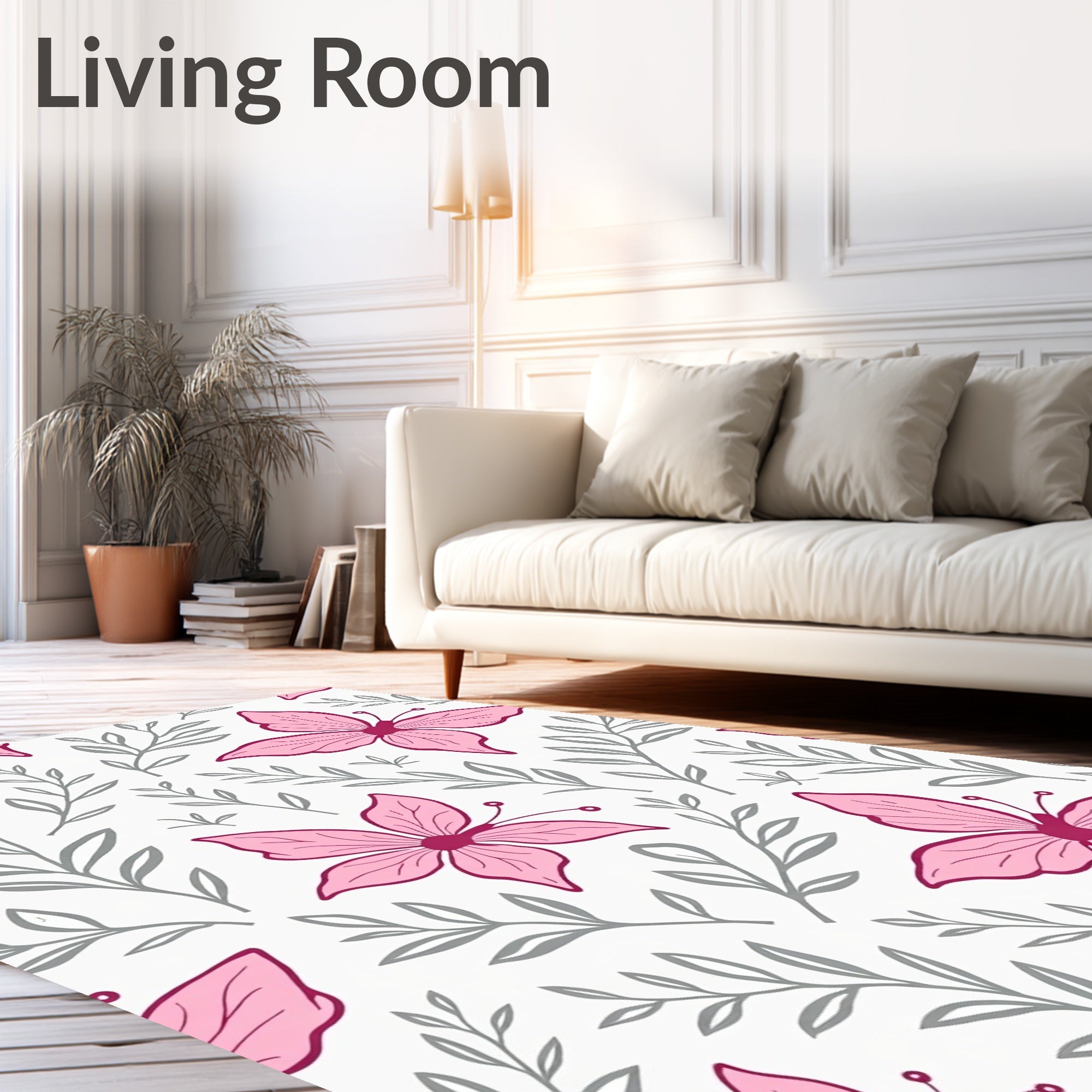 Pink Butterfly Botanical Garden Rug