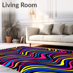 Vibrant Colorful Wavy Stripe Rug