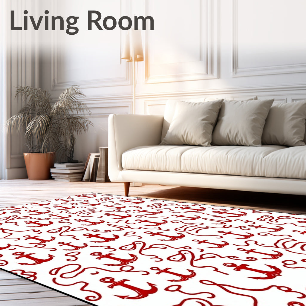 Red Anchor Marine Collage Rug