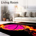 Hot Pink Fire Basketball Blast Rug
