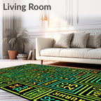 Neon Geometric Abstract Alphabet Rug